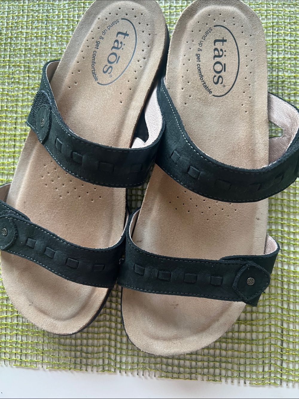 Taos Footwear Black Strappy Leather Slide Sandals - Picture 2 of 6